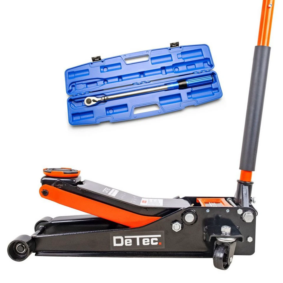 DeTec. Rangierwagenheber DT-3TWH 3 Tonnen Quick Lift orange mit Drehmomentschlüssel 1/2 Zoll