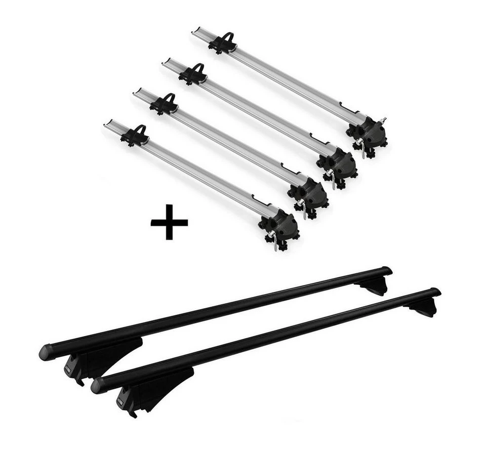 VDP Dachfahrradträger 4x Bike Pro Stahl Relingträger Tiger L für Ssangyong Tivoli ab 15