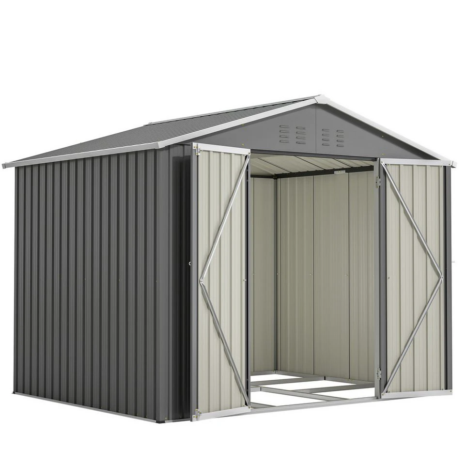 Gotagee Carport-Geräteraum Metallgeräteschuppen Doppeltür Anthrazit 229,4 x 180 x 191 cm