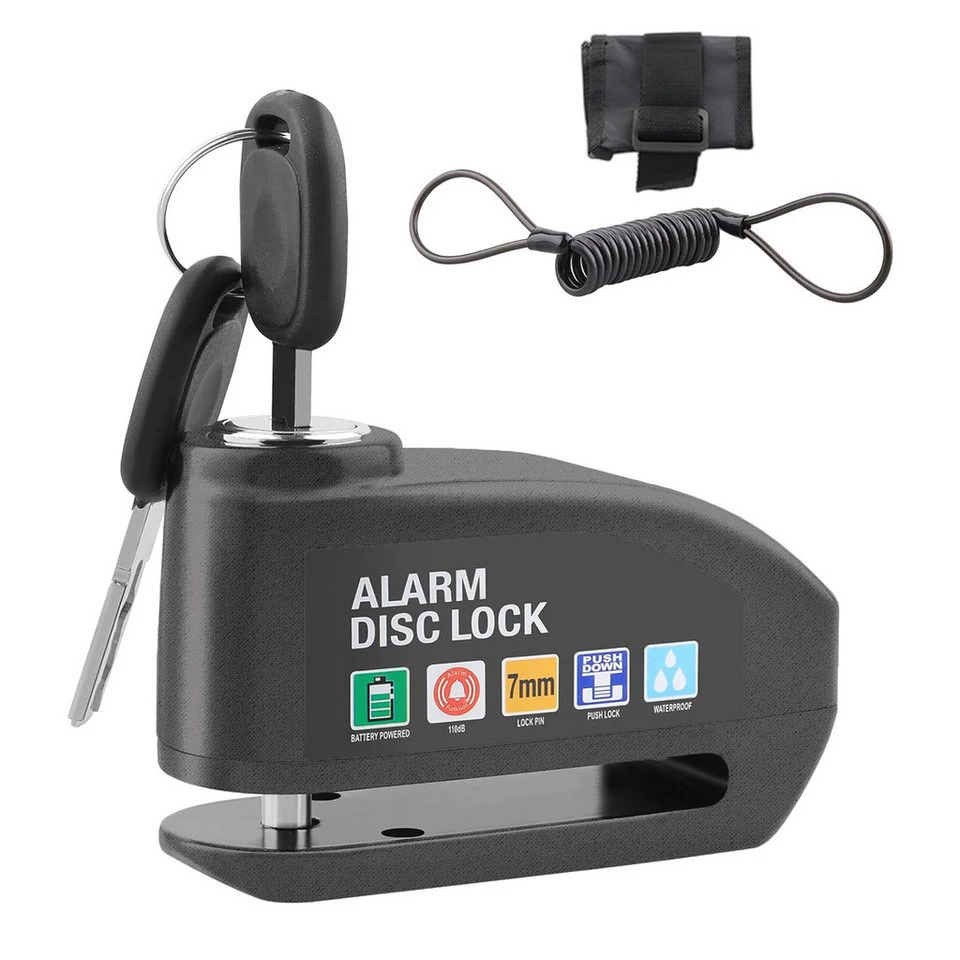 Senmudi Bremsscheibenschloss mit Alarm 110 dB Aluminiumlegierung 9 × 6,8 × 3,3 cm