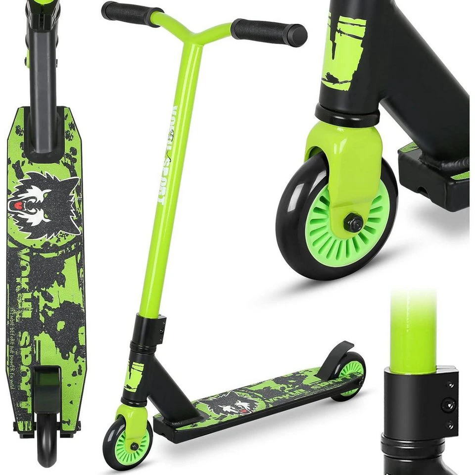 LuxusKollektion Stunt Scooter Trick 360 Lenkung 100mm Räder Kinder Schwarz Grün