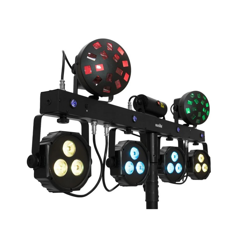 EUROLITE LED KLS Laser Bar Next FX-Lichtset mit Laser, LED-Mushrooms, LED-Spots und UV-Strobe