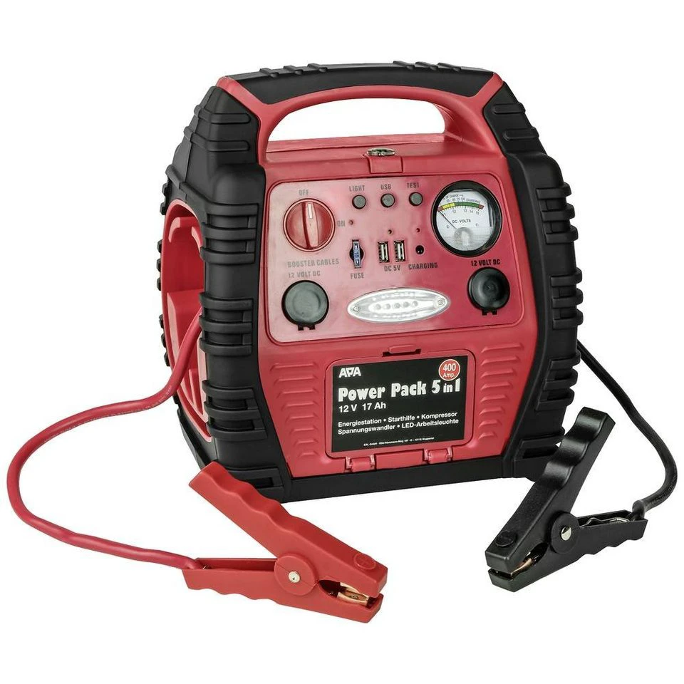APA Power Pack 5 in 1 16547NV Energiestation Arbeitsleuchte Kompressor Spannungswandler 230 V USB-Steckdose 2x