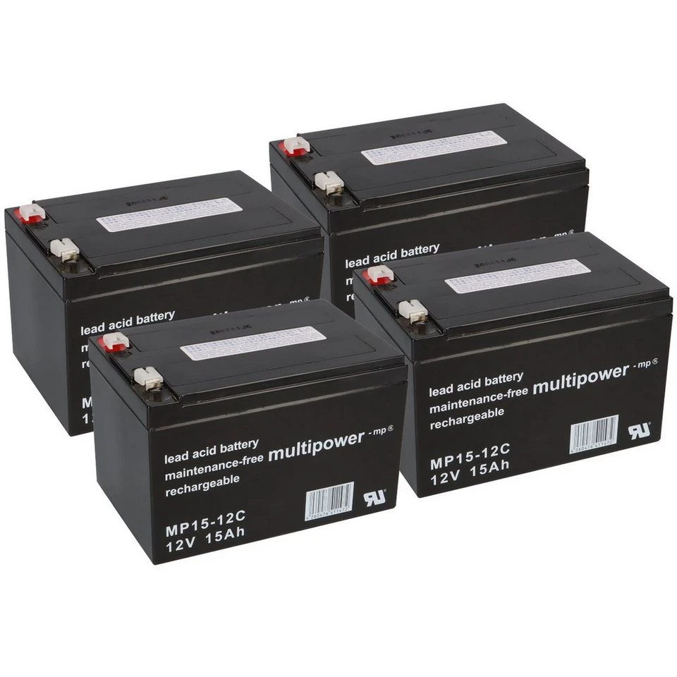 Multipower Akku 4x 12V 15Ah AGM Blei kompatibel Elektro Scooter