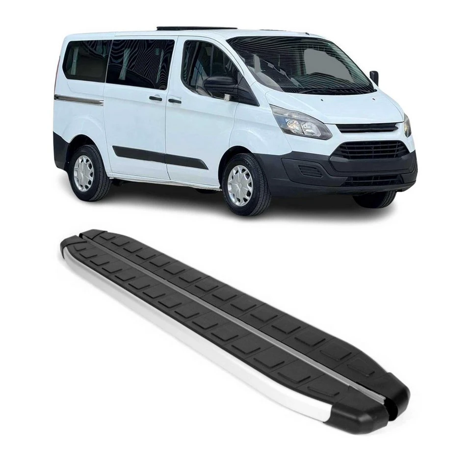 OMAC Trittbretter Ford Transit Custom 2012-2024 L1 Schwarz 2-tlg. Aluminium ABS