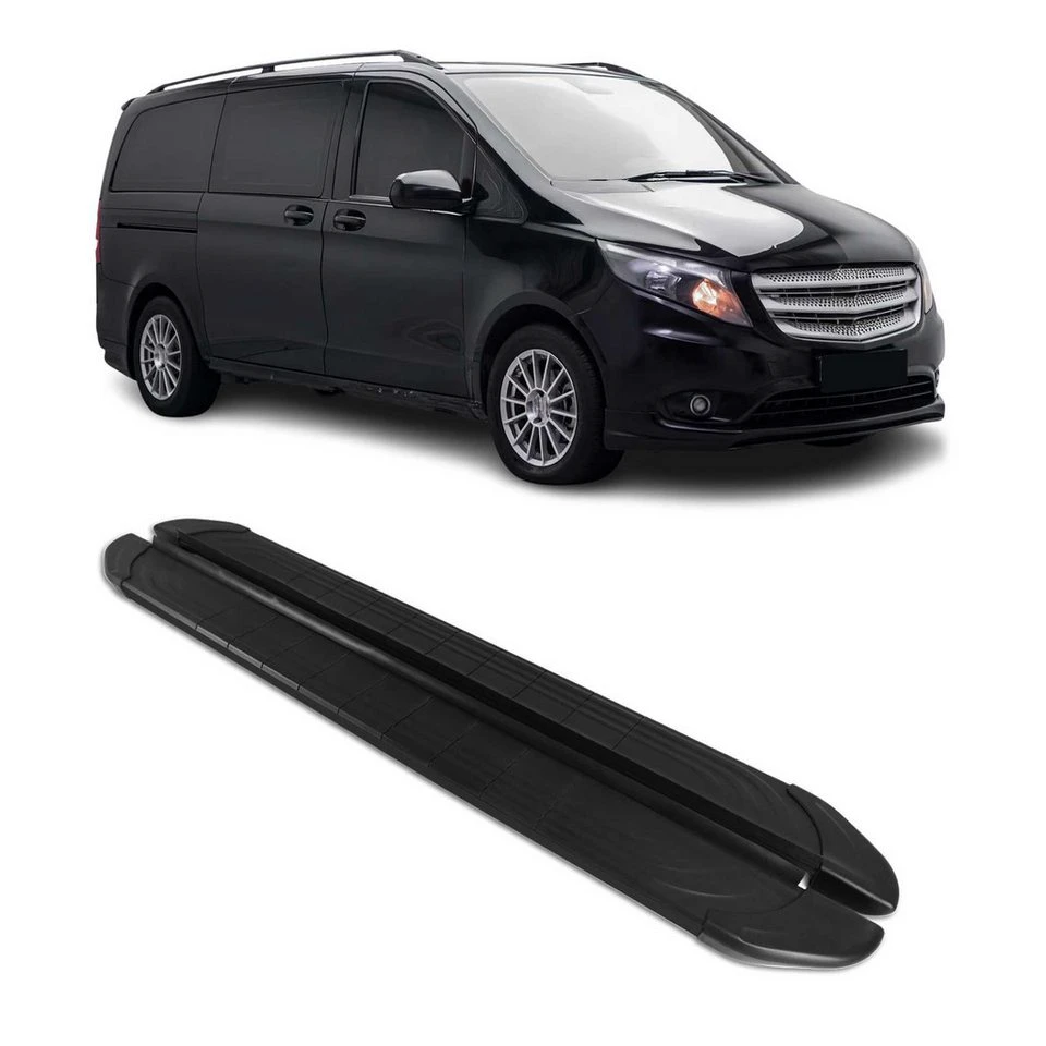 OMAC Kfz-Schmutzfänger Trittbretter Mercedes Vito W447 2014-2025 L1 L2 Aluminium ABS Schwarz 2-tlg. rutschfest