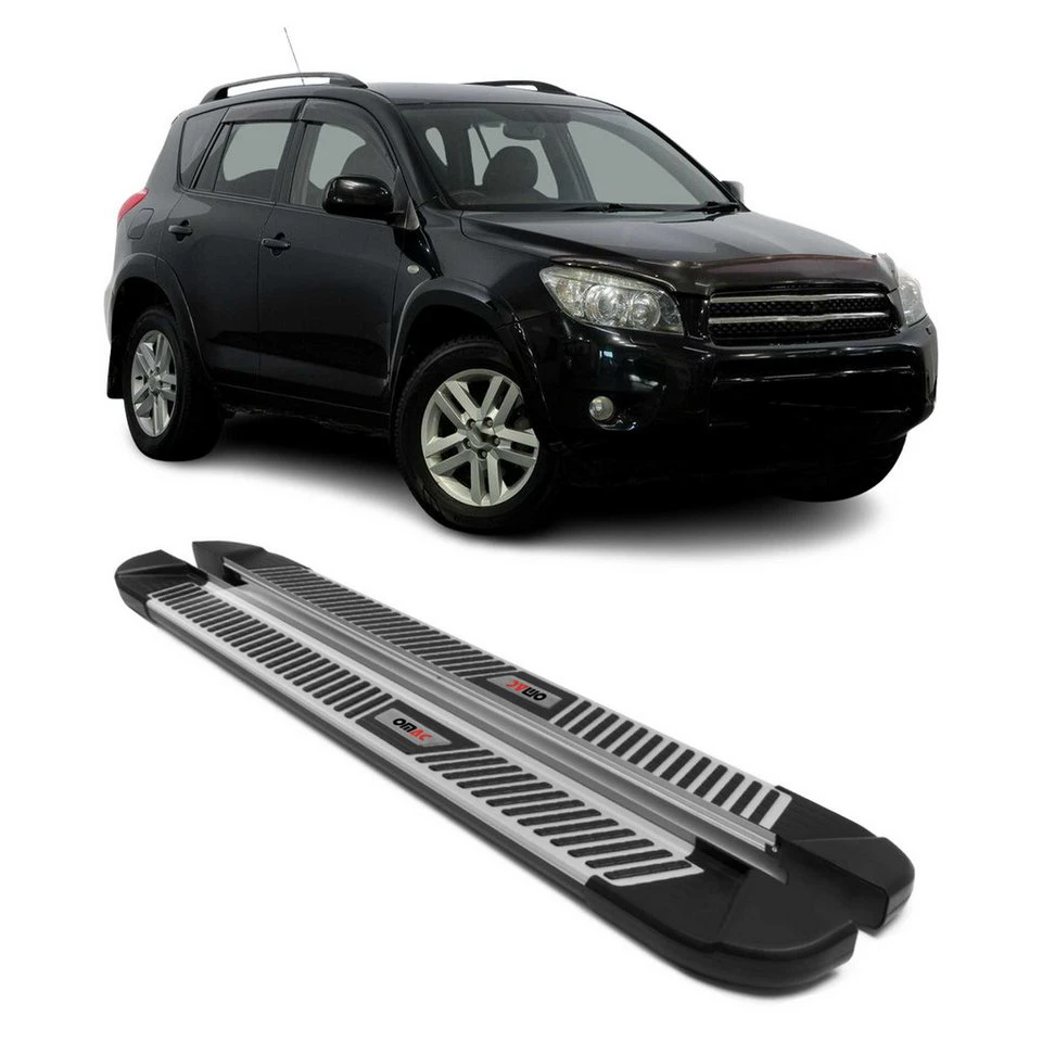 OMAC Trittbretter Toyota RAV4 Aluminium ABS Schwarz Grau 2-teilig rutschfest