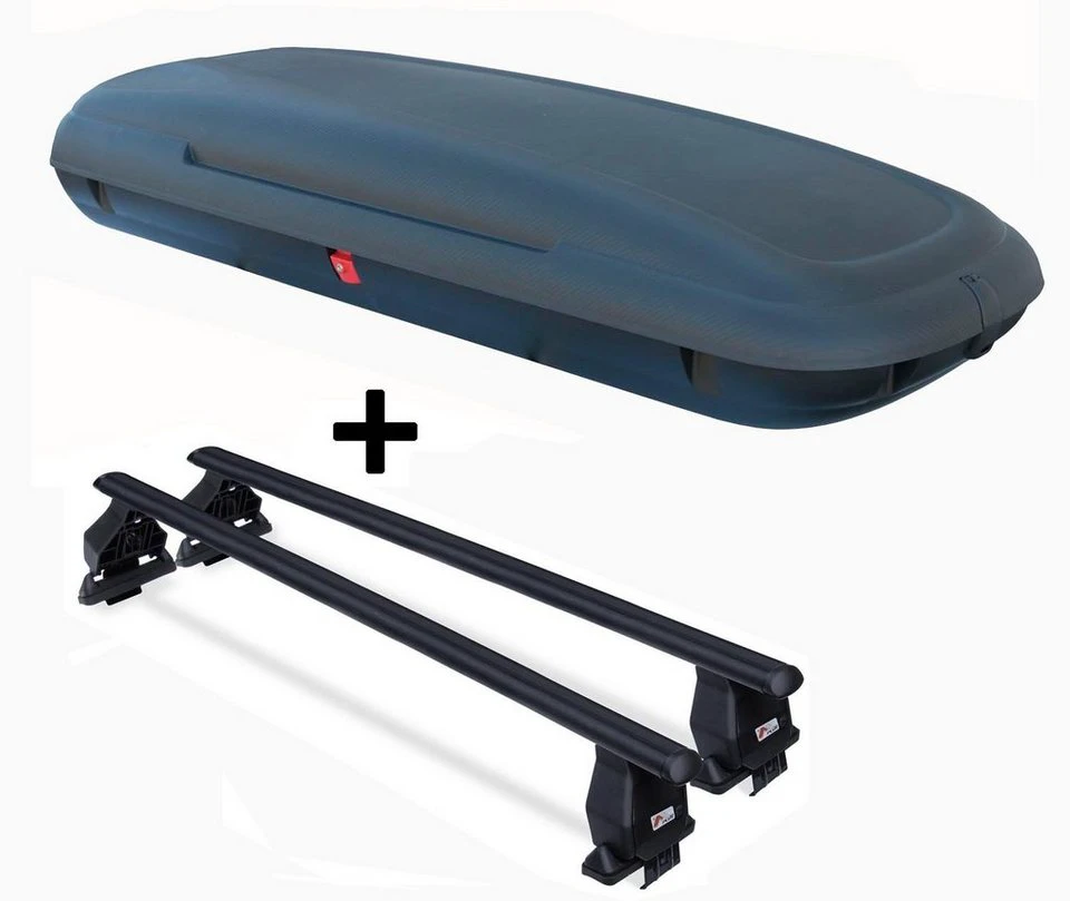 VDP Dachbox 480 Liter carbonlook mit Dachträger Menabo Tema für Daihatsu Cuore ab 2007