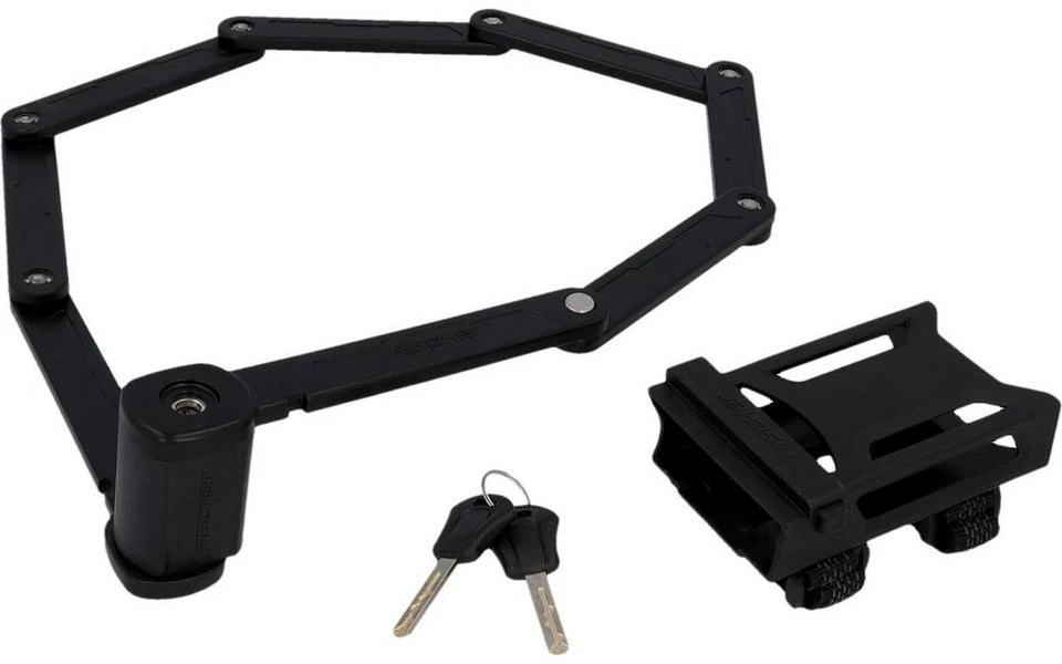 FISCHER Fahrrad Faltschloss 110cm XL mit Halter 3-tlg