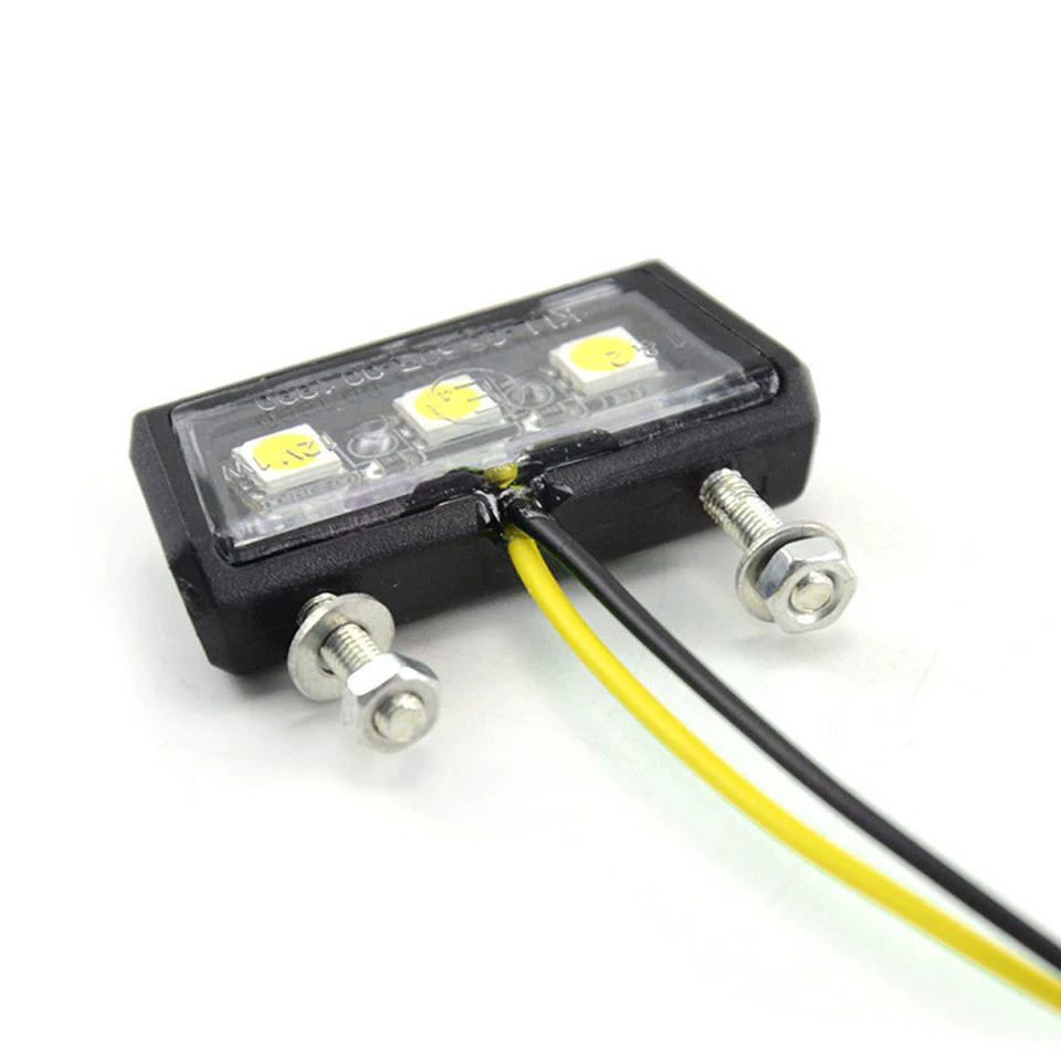 Hikity Motorrad-Kennzeichenleuchte 3 SMD LED Chip Mini Tiny Lampe 12V weißes Licht Einzelpackung 1-St