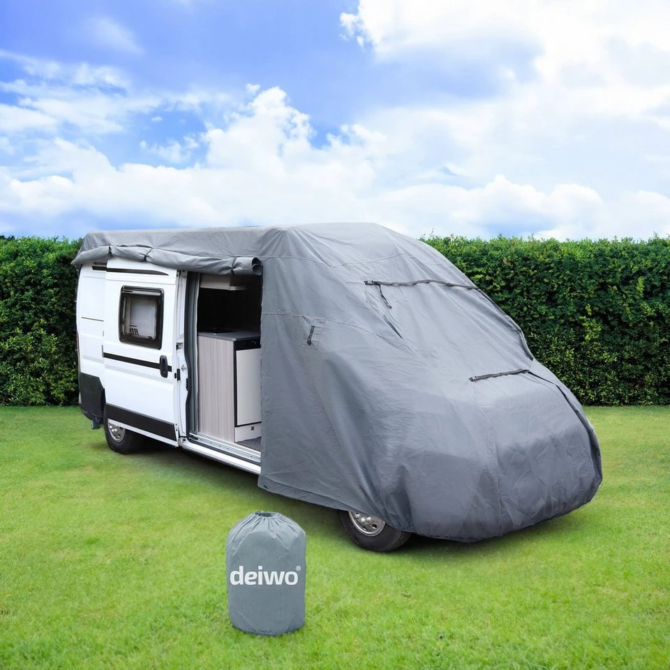 deiwo Wohnmobilschutzhülle Campingbus Kastenwagen Abdeckung 660 x 210 x 227 cm Grau