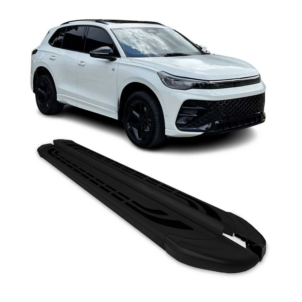 OMAC Trittbretter für VW Tiguan Mk3 2024-2025 Aluminium ABS Schwarz 2-teilig