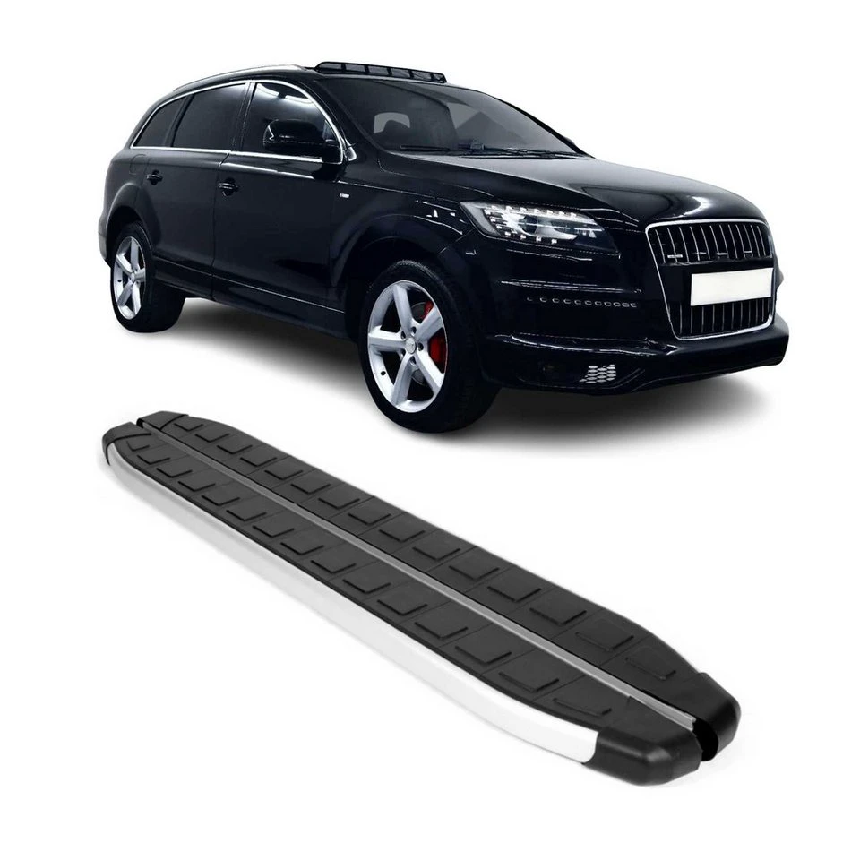 OMAC Trittbretter Audi Q7 4LB 2006-2015 Aluminium Schwarz 2-tlg. rutschfest