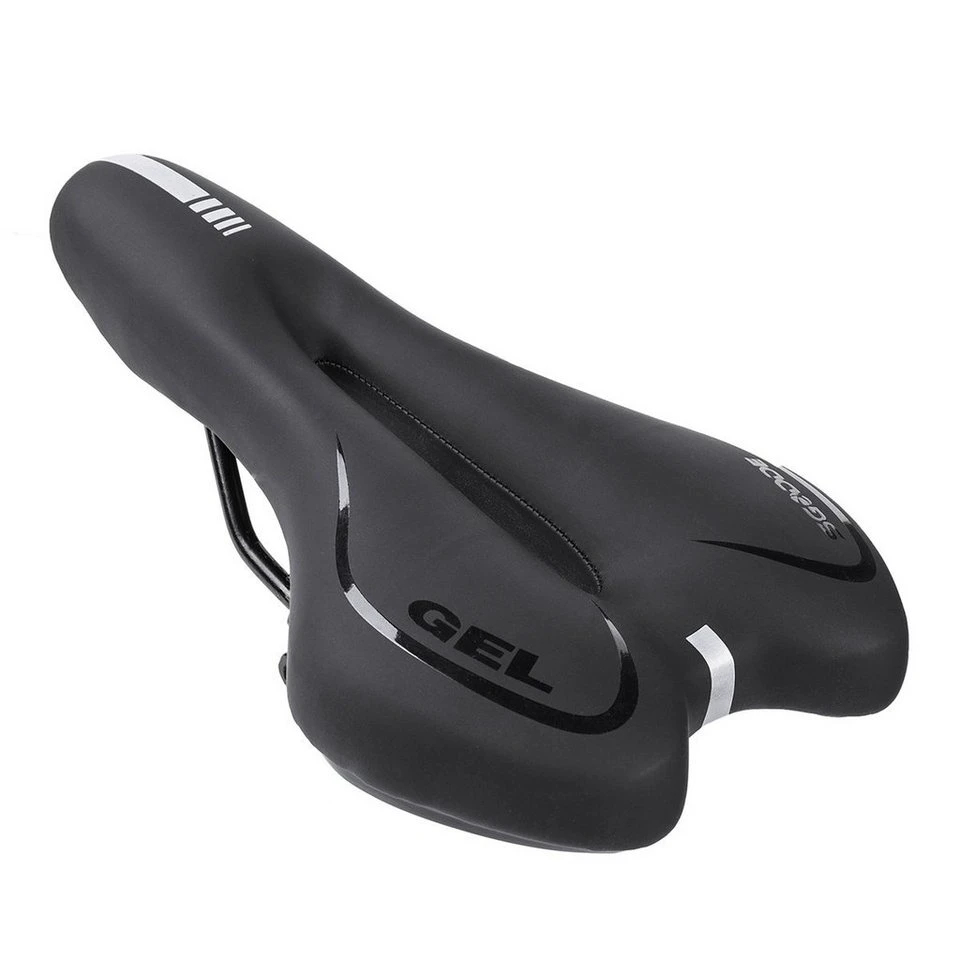 SGODDE Fahrradsattel 28 x 16 x 8 cm schwarz GEL Kunstleder mit Sattelklemme