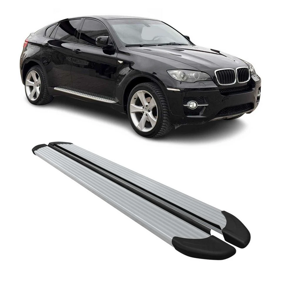 OMAC Seitenschweller BMW X6 2008-2014 Aluminium Silber 2-teilig rutschfest