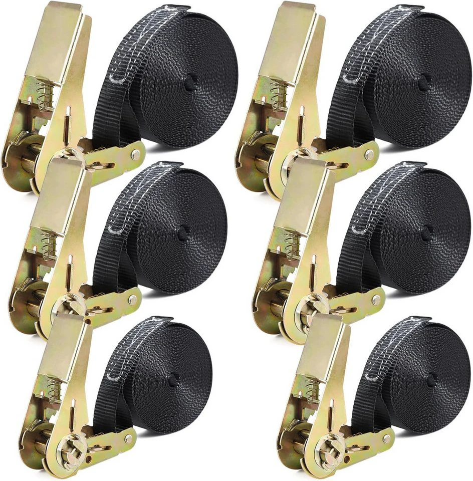 UE Stock Spanngurt 6 Stück 2 m 4 m 5 m mit Ratsche 25 mm Polyester