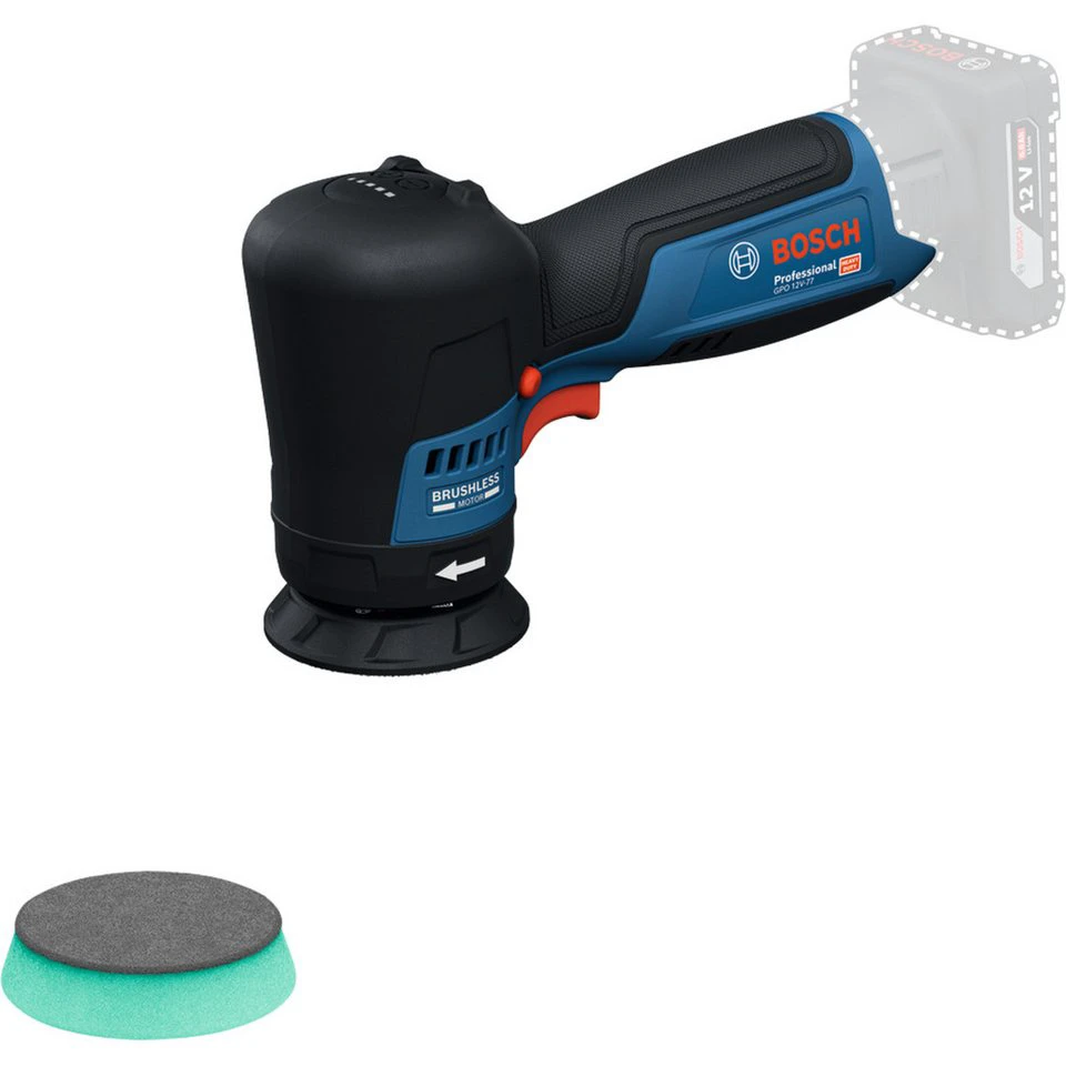 Bosch Professional Akku-Poliermaschine GPO 12V-77 Rotationspolierer 77 mm ohne Akku Ladegerät