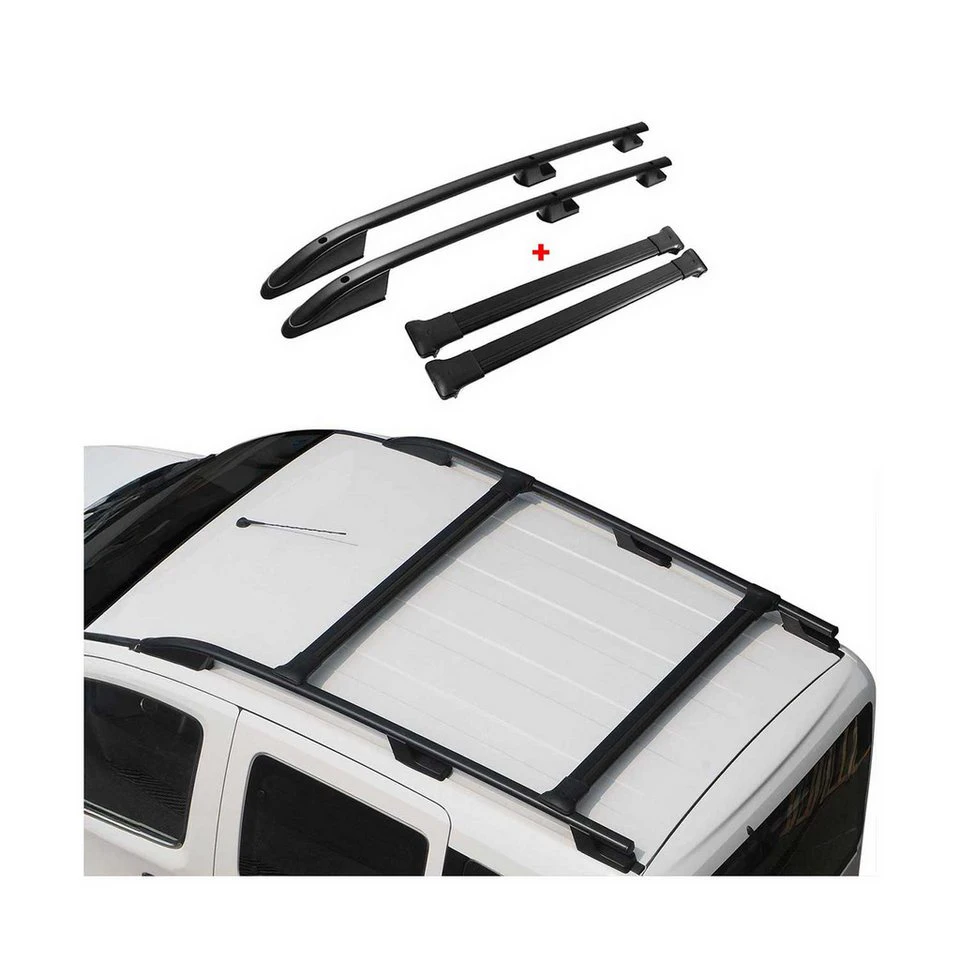OMAC Dachträger Dachreling Peugeot Partner 1996-2008 L1 Kurzer Alu Schwarz 4x (4-St)