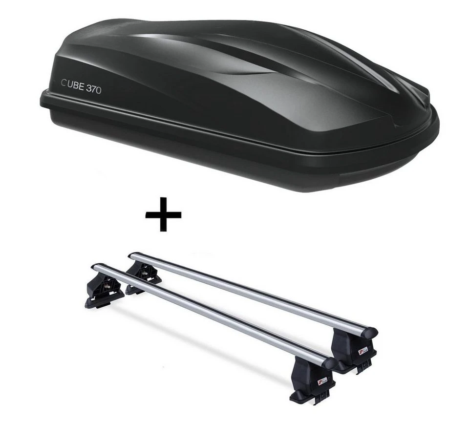VDP CUBE370 Dachbox mit Dachträger Menabo Tema BMW X3 2010-2014 schwarz 370 Liter