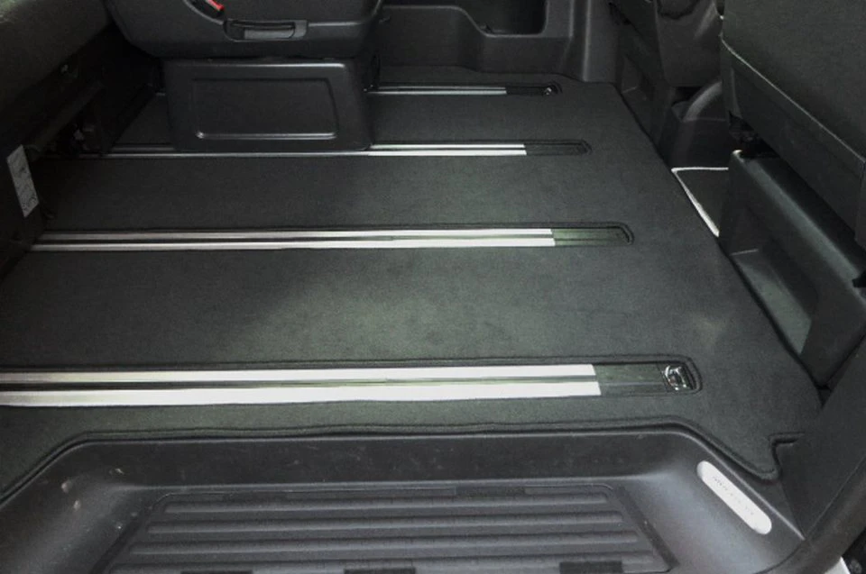 DSX Kofferraummatte Velour VW T5 T6 T6.1 Multivan 1 Schiebetür 4 Schienen ohne Schiebetisch
