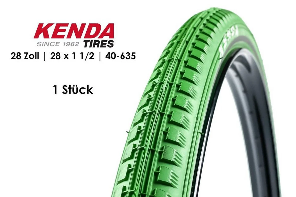KENDA Fahrradreifen 28 Zoll 40-635 Holland City 28 x 1 1/2 Grün Reflexstreifen