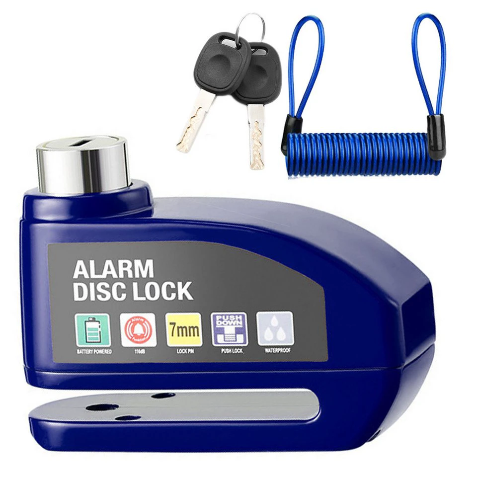 Senmudi Bremsscheibenschloss mit Alarm 110 dB wasserdicht Ø7 mm Erinnerungskabel