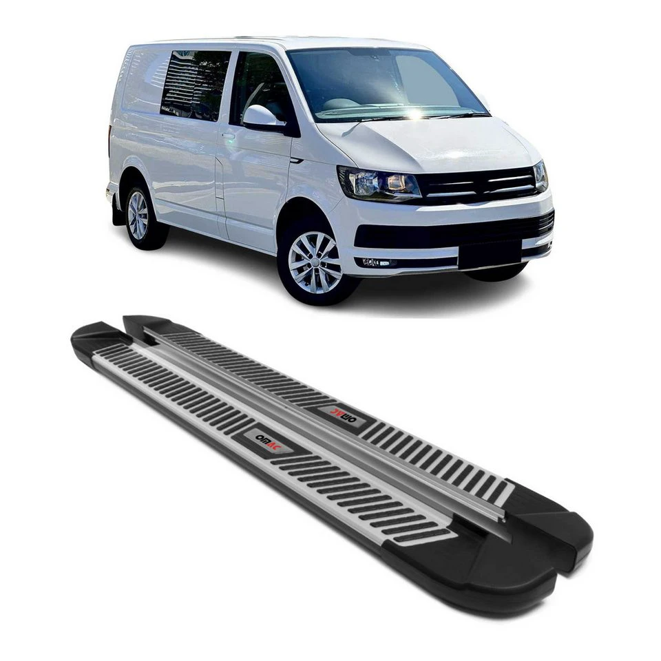 OMAC Seitenbretter für VW T6 T6.1 kurzer L1 2015-2024 Aluminium 2-tlg. rutschfest