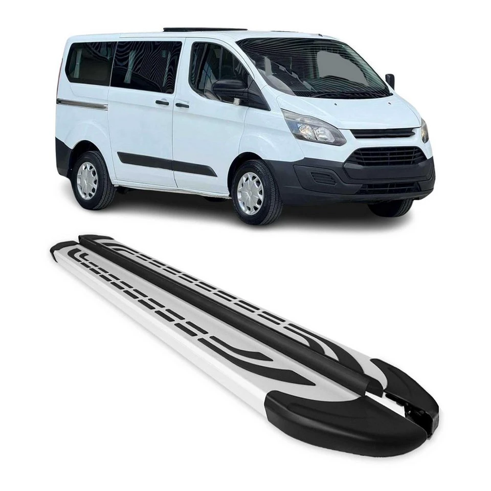 OMAC Trittbretter Ford Transit Custom 2012-2024 L1 kurz 2-tlg. Aluminium ABS rutschfest
