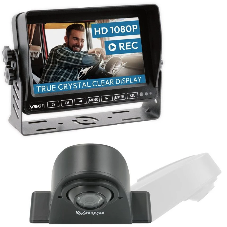 VSG24 7 Zoll Rückfahrsystem LOGISTIK HD Monitor Kugelkopf Kamera IP67 1080P 12V 24V