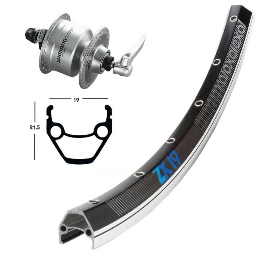 BikeParts Laufrad Vorderrad 28x1.75 Zoll Nabendynamo DH-3N72 silber