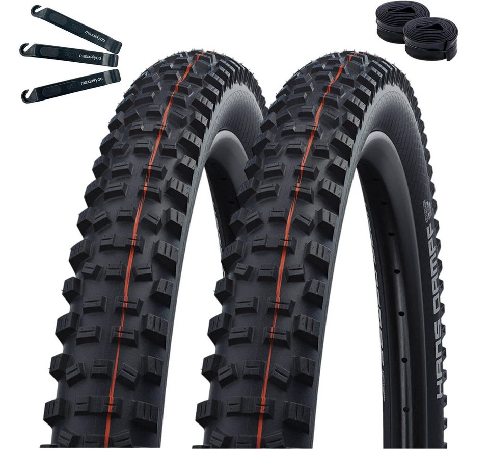 Schwalbe Hans Dampf 2 x Faltreifen Schwarz 60-559 mit 2 x Schwalbe Schläuche AV13 Zubehör