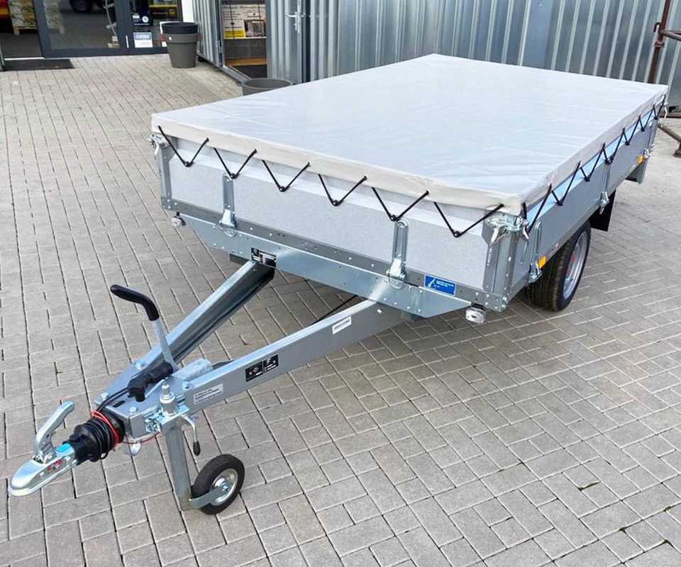 STEMA Autoplane Flachplane Hellgrau für Anhänger 251 x 153 cm inkl. Schnur verzinkte Ösen
