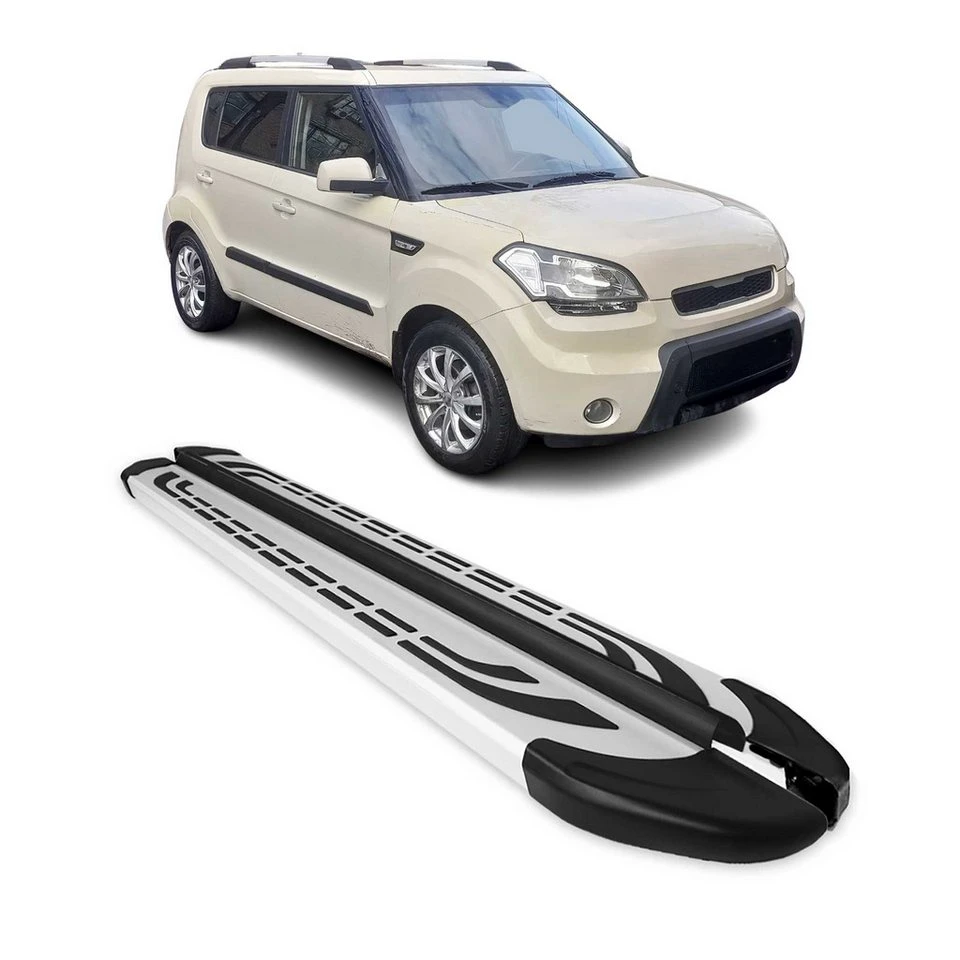 OMAC Aluminium Trittbretter für Kia Soul 2008-2014 Grau 2-tlg. rutschfest