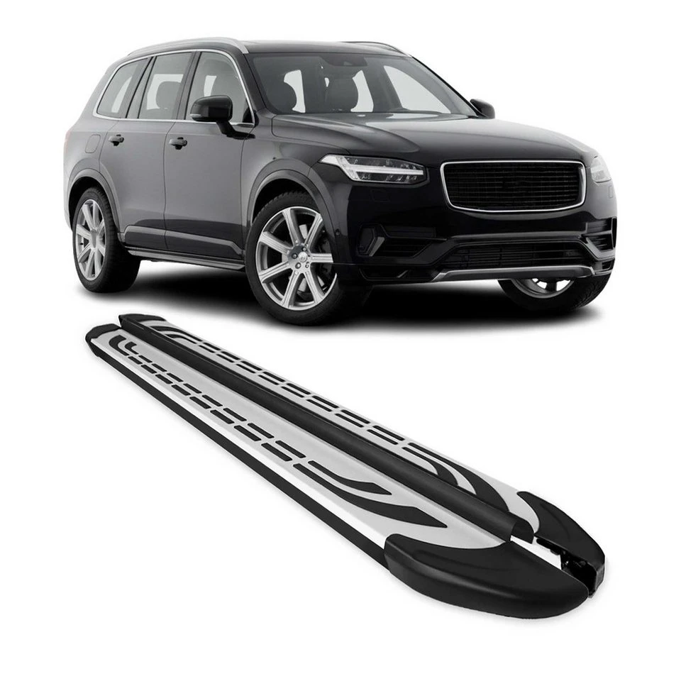 OMAC Trittbretter Volvo XC90 2014-2025 Aluminium Schwarz 2-tlg. rutschfest
