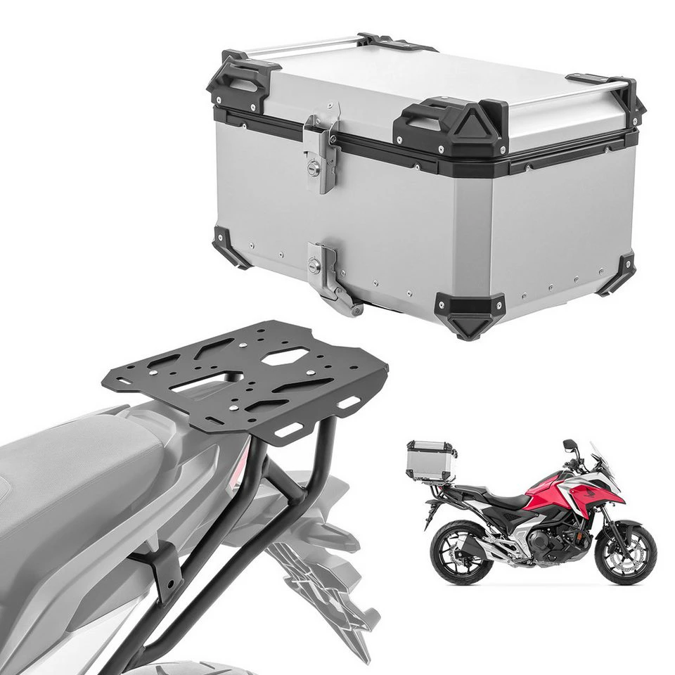 Bagtecs Topcase Set XB65 Alu Gepäckbrücke Honda NC 750 X 21-25 silber