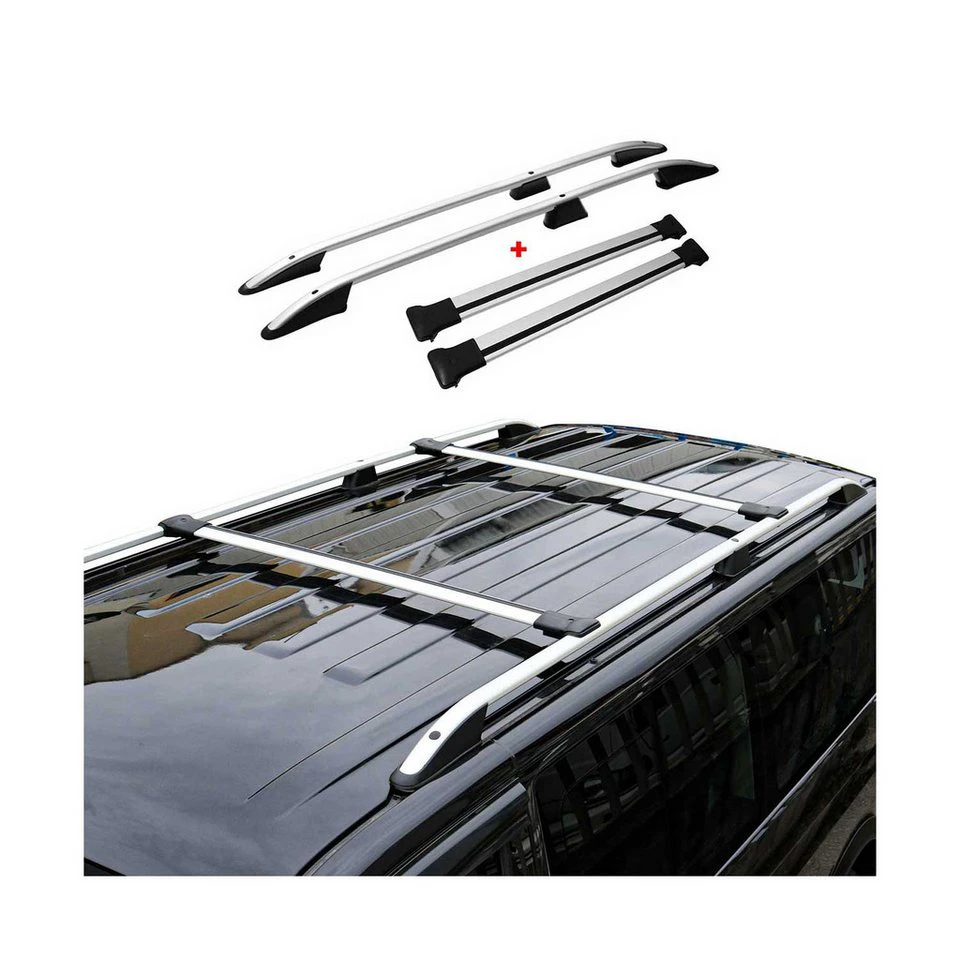 OMAC Dachträger Dachreling VW T5 T6 Transporter Multivan kurzer Radstand L1 Alu Grau 4x (4-St)