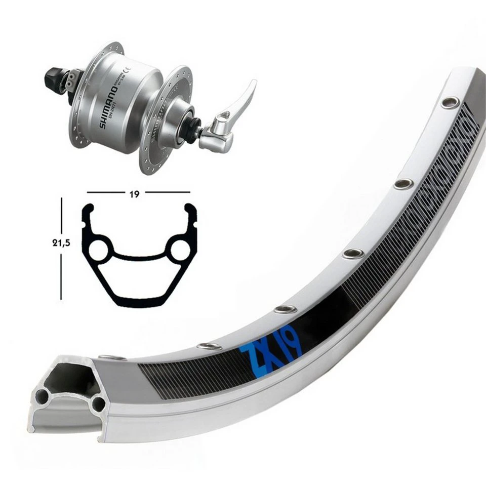 Winora Vorderradnabe Shimano DH 3N72GW 100 mm EXAL ZX 19 36 Loch silber