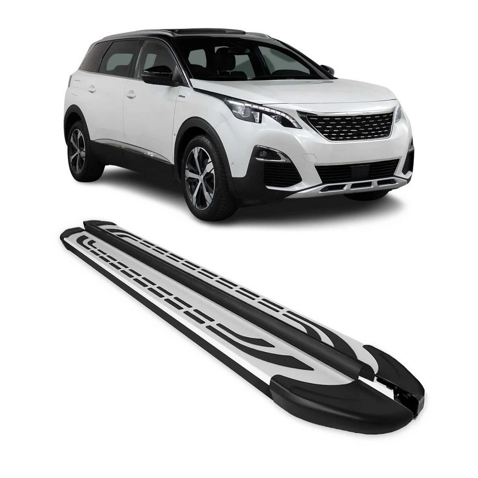 OMAC Trittbretter Aluminium für Peugeot 5008 2016-25 Schwarz ABS 2-teilig rutschfest