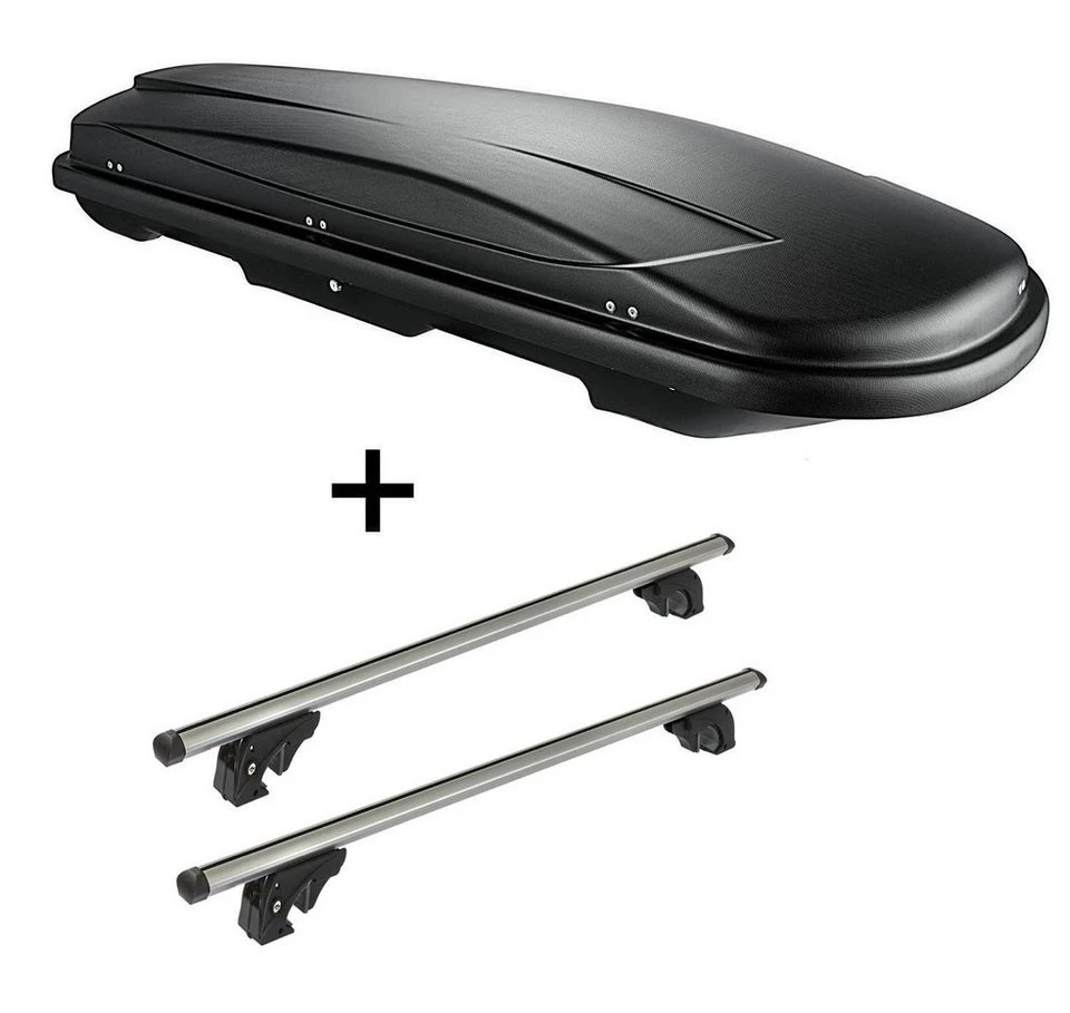 VDP JUXT400 Dachbox schwarz 400 Liter + Dachträger LION2 Nissan Navara D23 4 Tür ab 14