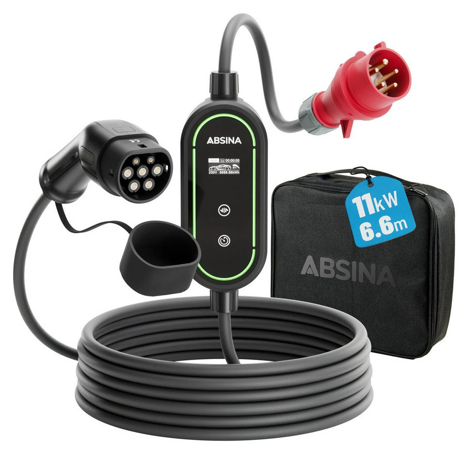 ABSINA Ladekabel CEE 16A auf Typ 2 mit einstellbarer Ladeleistung 11kW
