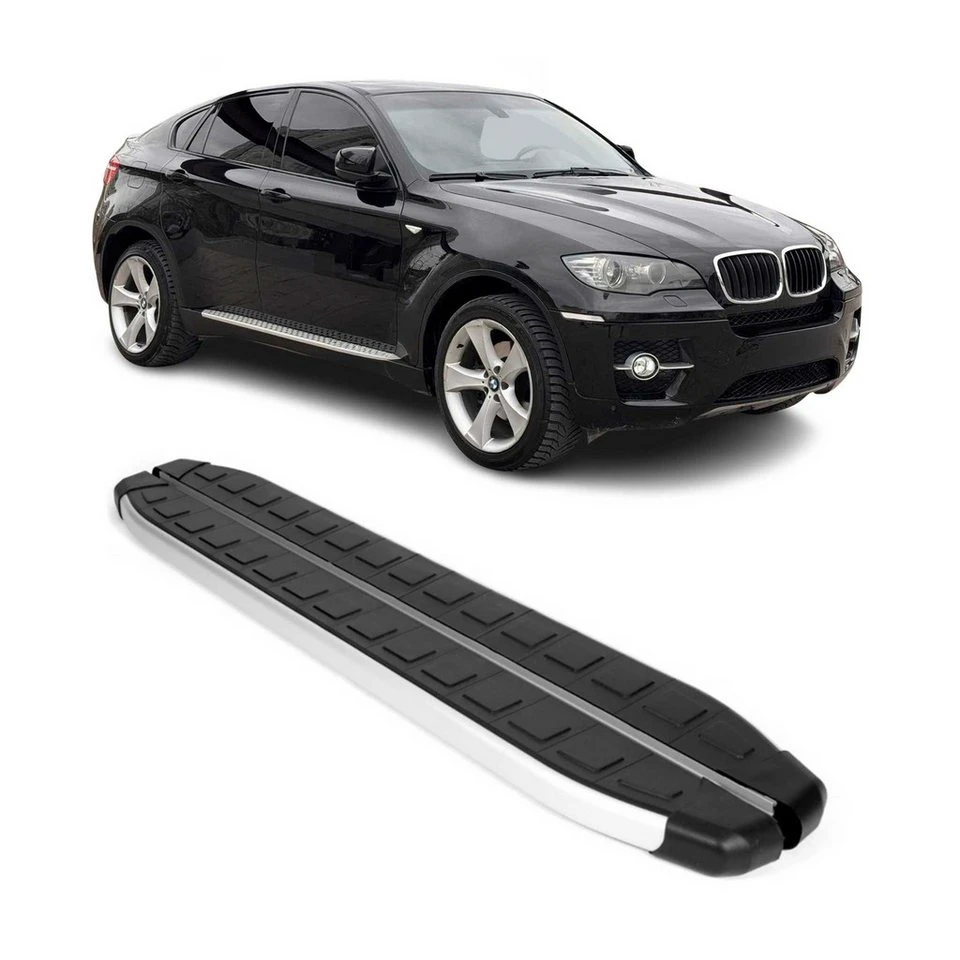 OMAC Trittbretter BMW X6 2008-2014 Aluminium ABS Silber Schwarz 2-teilig rutschfest
