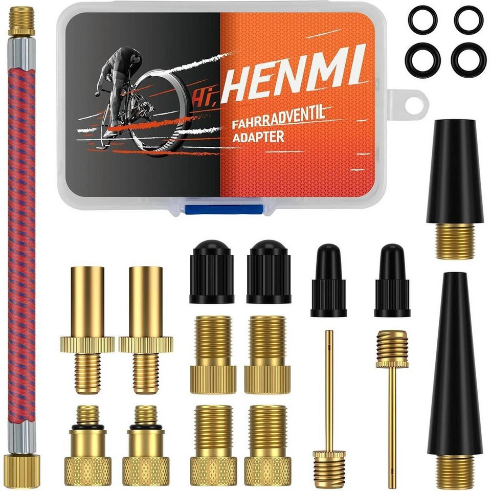 HENMI Fahrradventil Adapter Set für DV SV AV mit Sortierbox