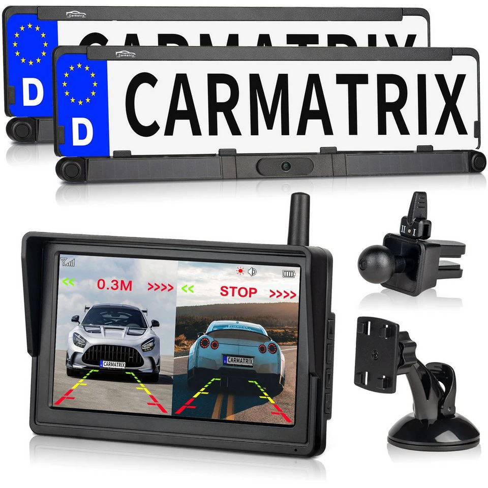 CARMATRIX Premium Solar 2 DUO Rückfahrkamera Funk PDC HD 170°