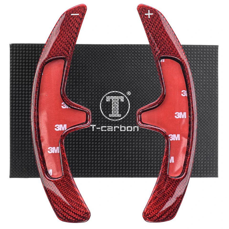 T-Carbon Schaltwippen-Verlängerungen 2-tlg. Toray-Carbon Rot Porsche 911 991.1 2011-2015
