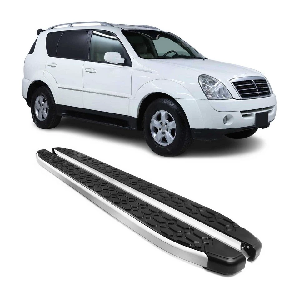 OMAC Aluminium Trittbretter Ssangyong Rexton 2005-2021 Silber 2-tlg. rutschfest