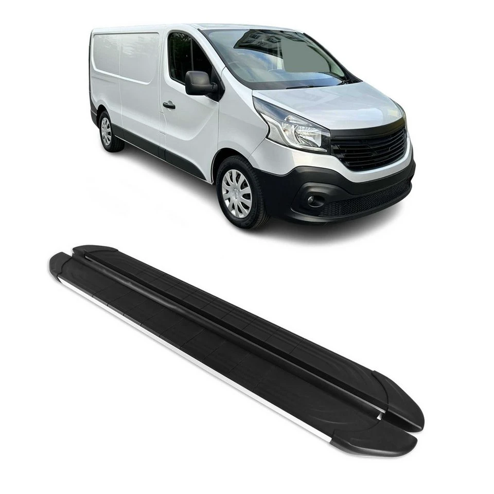 OMAC Kfz-Schmutzfänger Trittbretter Renault Trafic 2014-2024 L2 Alu Grau 2-tlg. Rutschfest