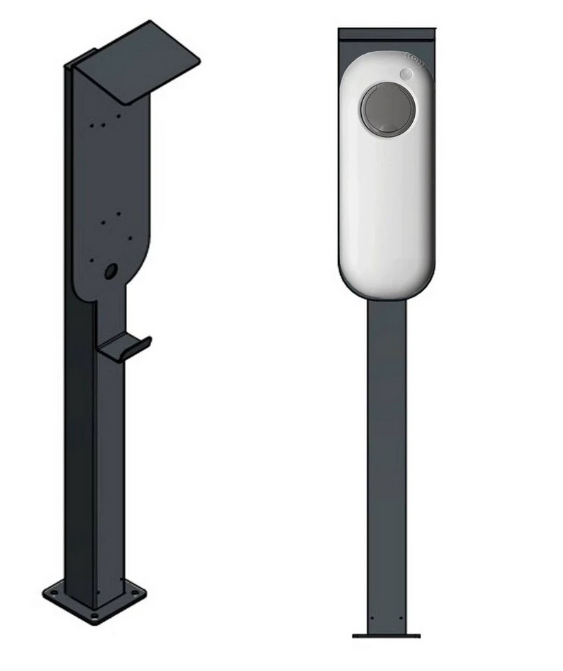 DIE-LADESÄULE.DE Elektroauto-Ladestation-Halterung Shell Recharge NewMotion Wallbox Edelstahl Anthrazit RAL 7016