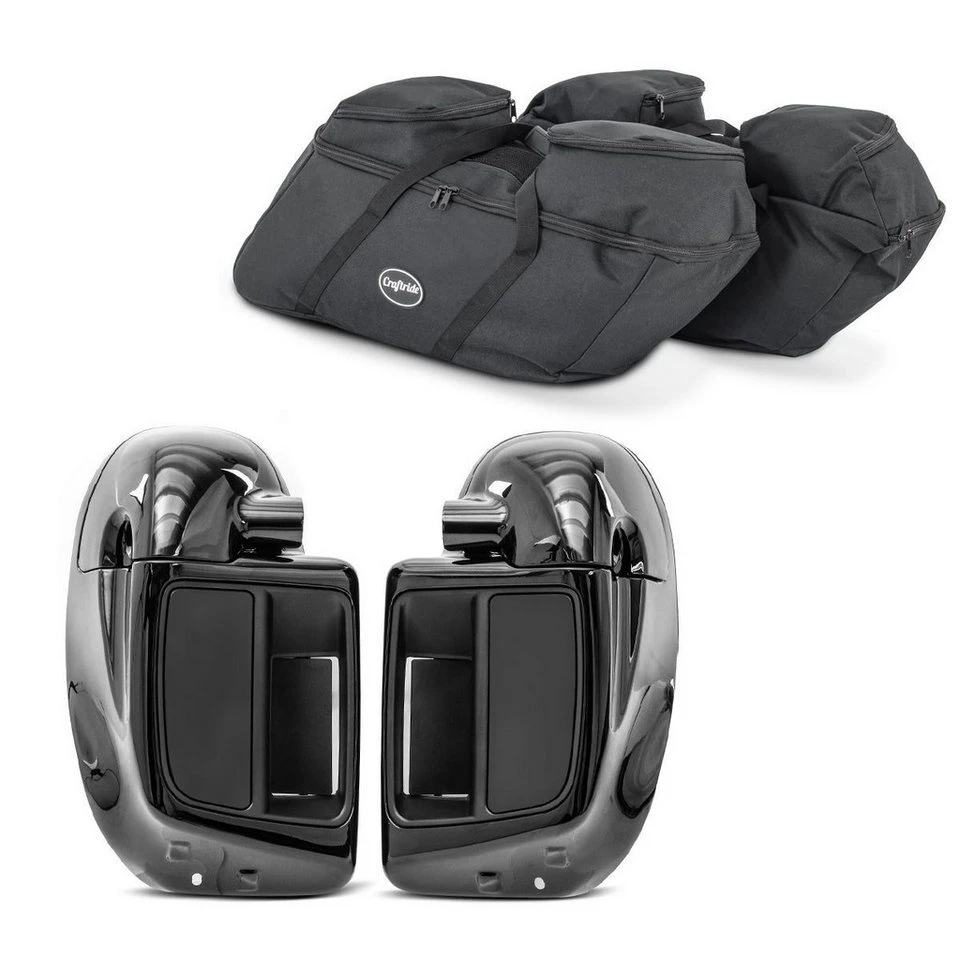 Craftride Kofferinnentaschen Beinschild Set für Touring Schwarz Nylon ABS