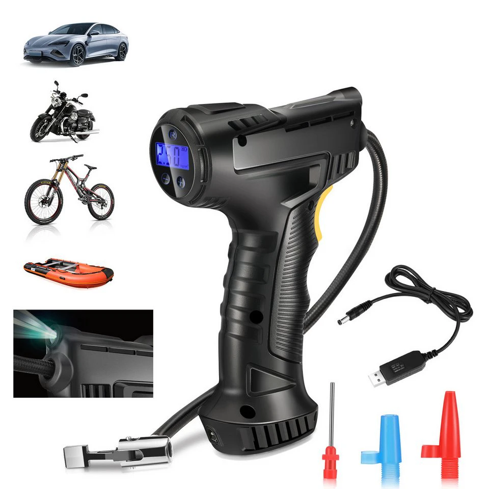 WILGOON Elektrische Luftpumpe 150 PSI Akku LCD Bildschirm LED Licht