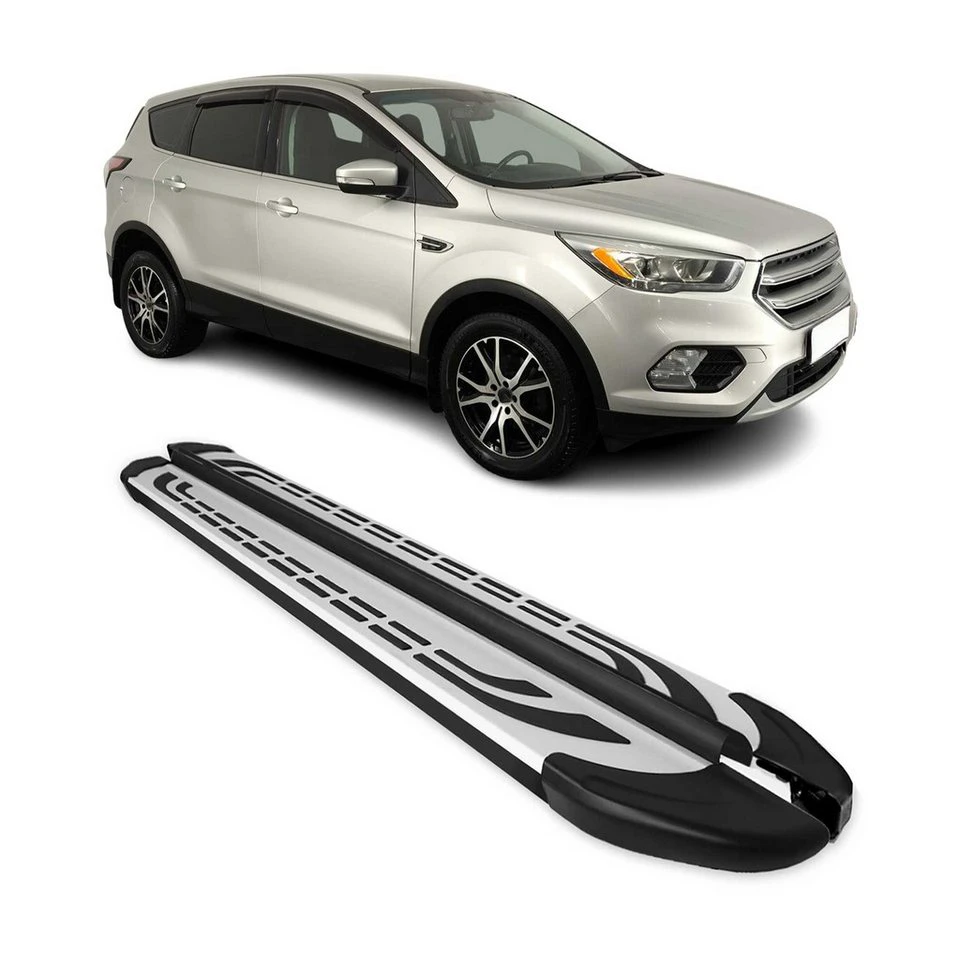 OMAC Trittbretter Ford Kuga ST-Line 2013-2020 Silber Aluminium 2-teilig rutschfest